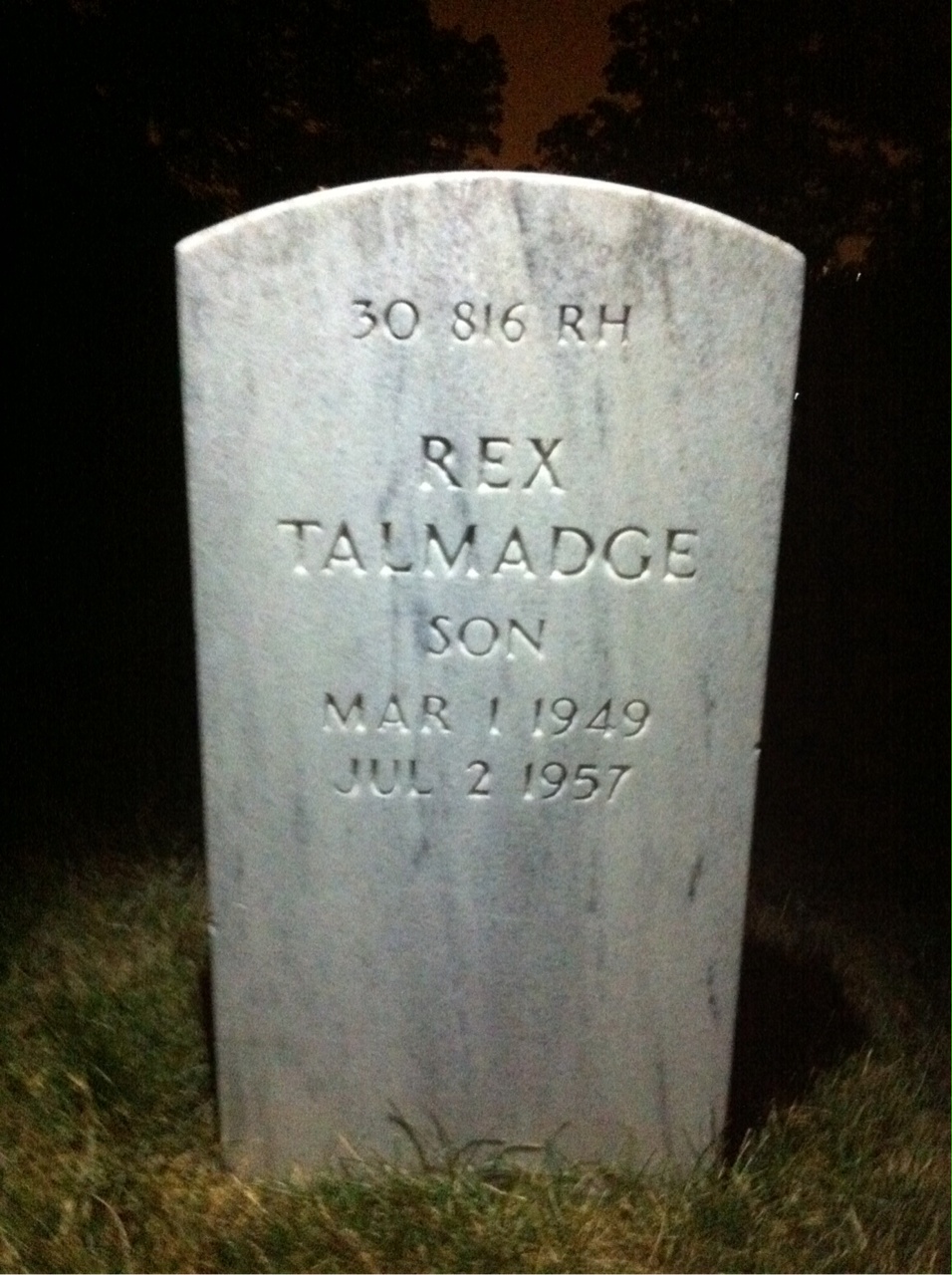 Back of headstone — Myrton Ebright