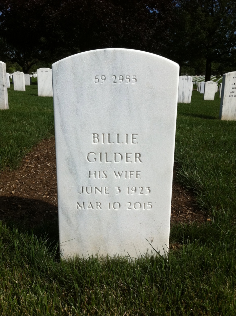 Back of headstone — Derald Grice