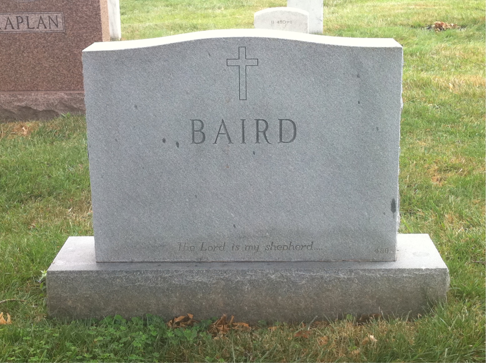 Back of headstone — Dean Baird