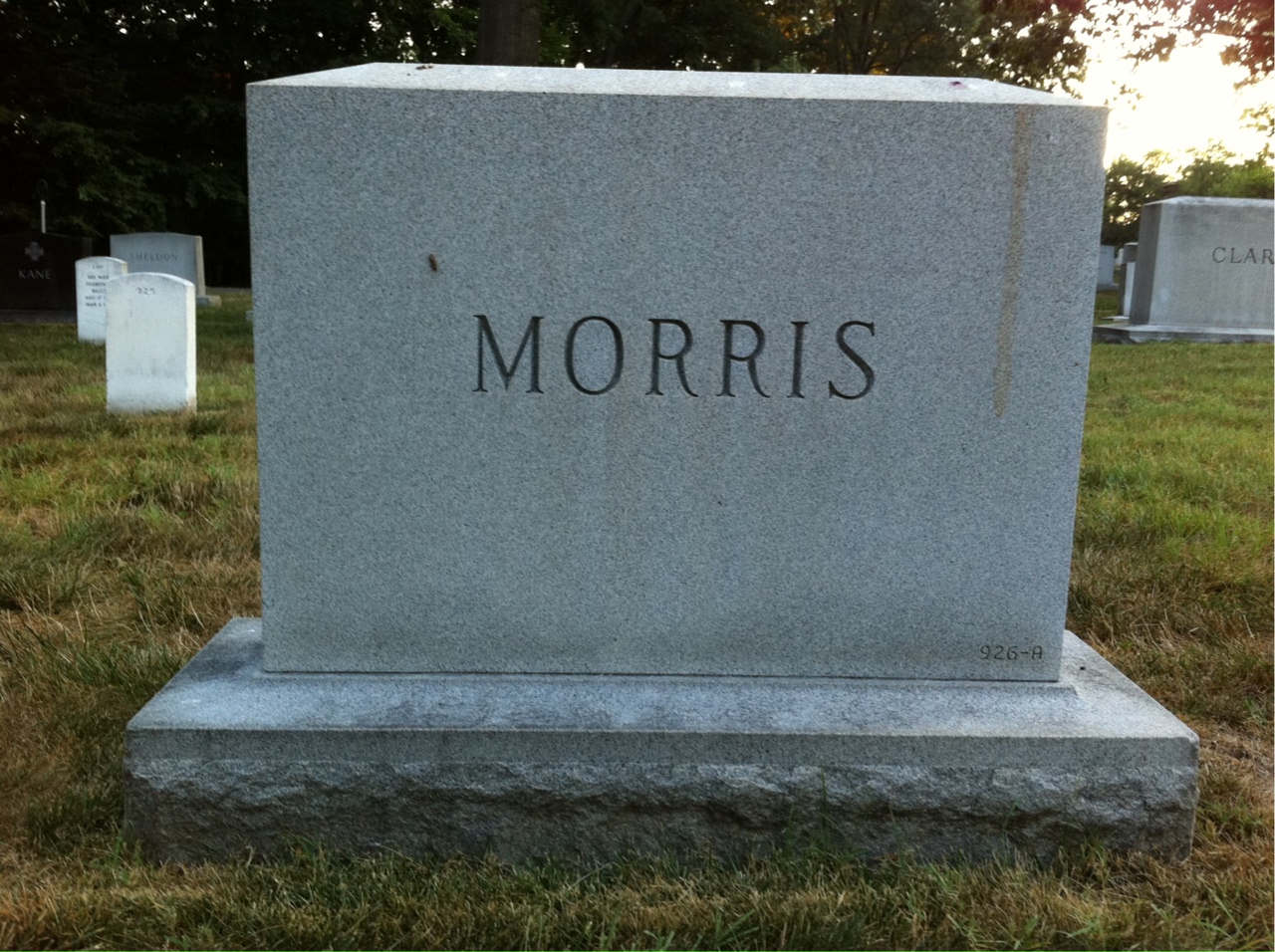 Back of headstone — Willard Morris