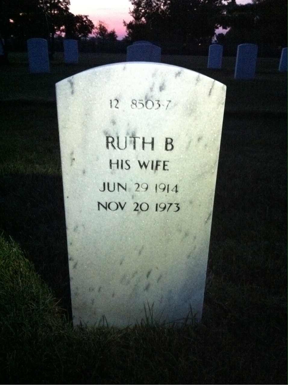 Back of headstone — Ruth Morris