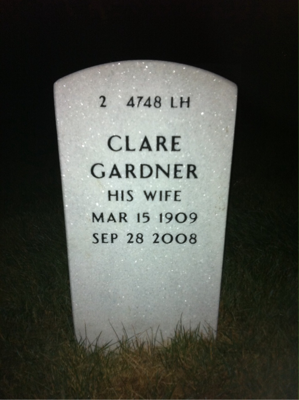 Back of headstone — Lester Gayle