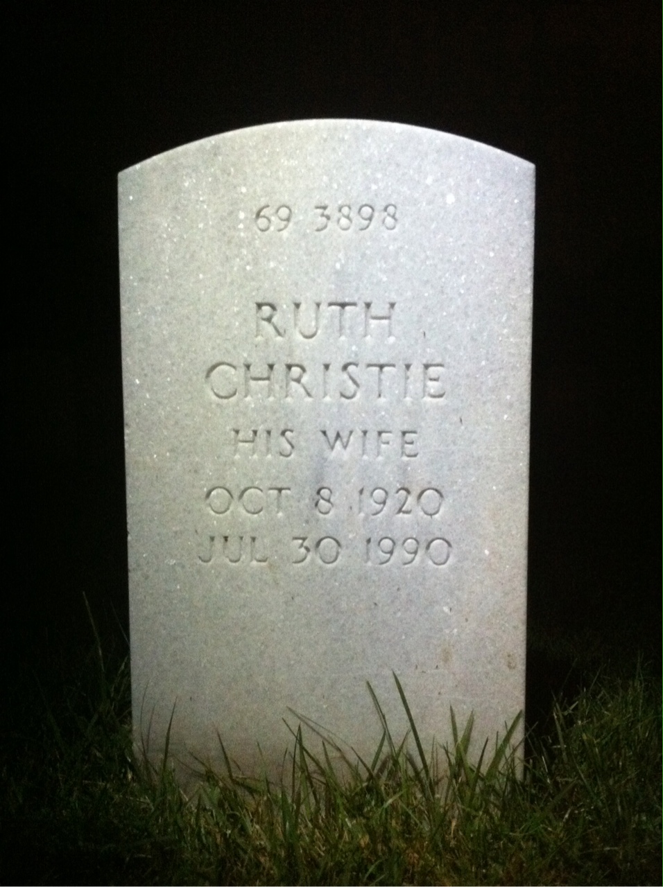 Back of headstone — Ruth Adams