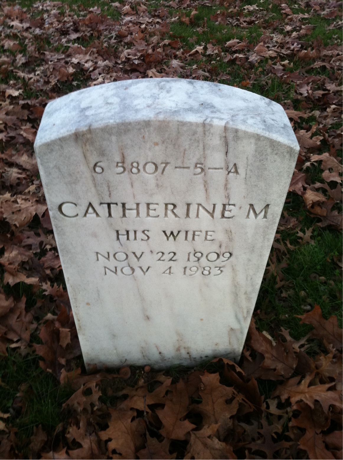 Back of headstone — Catherine Avery