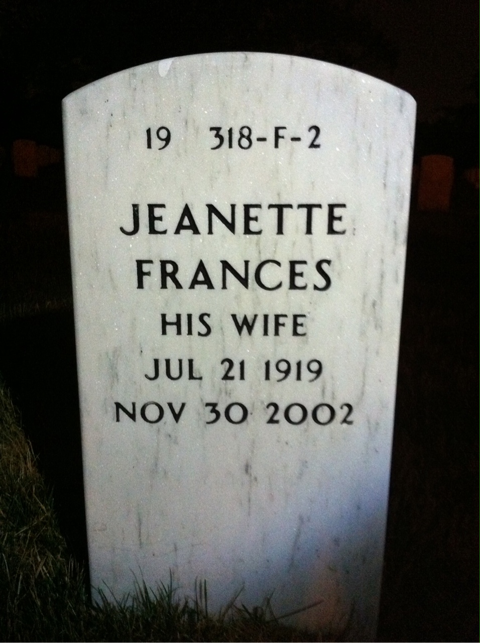 Back of headstone — Walter Wade