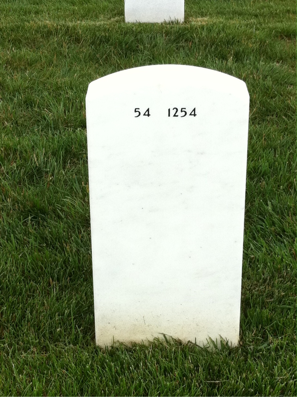 Back of headstone — James Warner