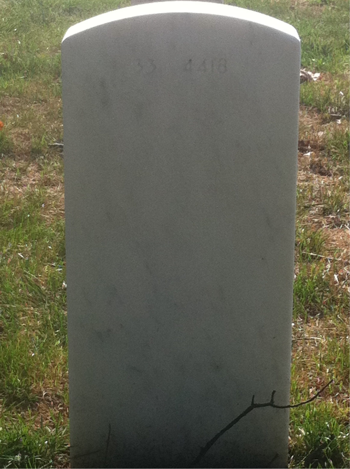 Back of headstone — Harold Brackett