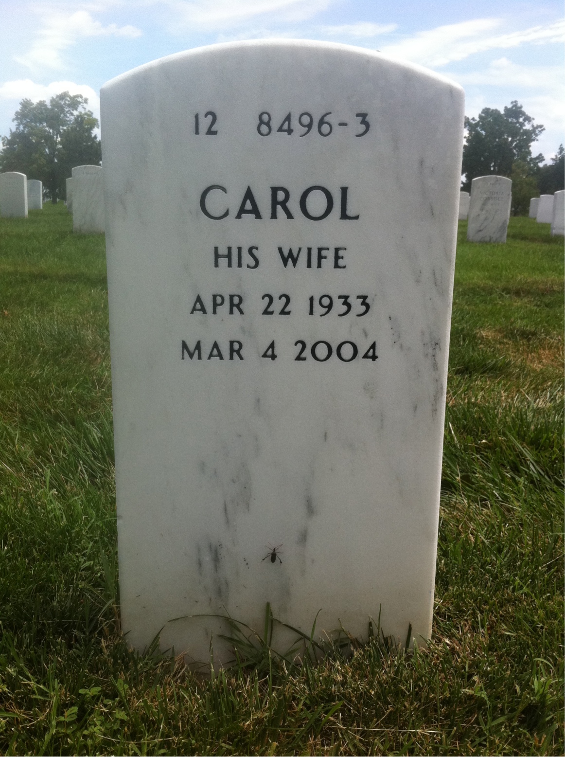 Back of headstone — Harold Schuknecht