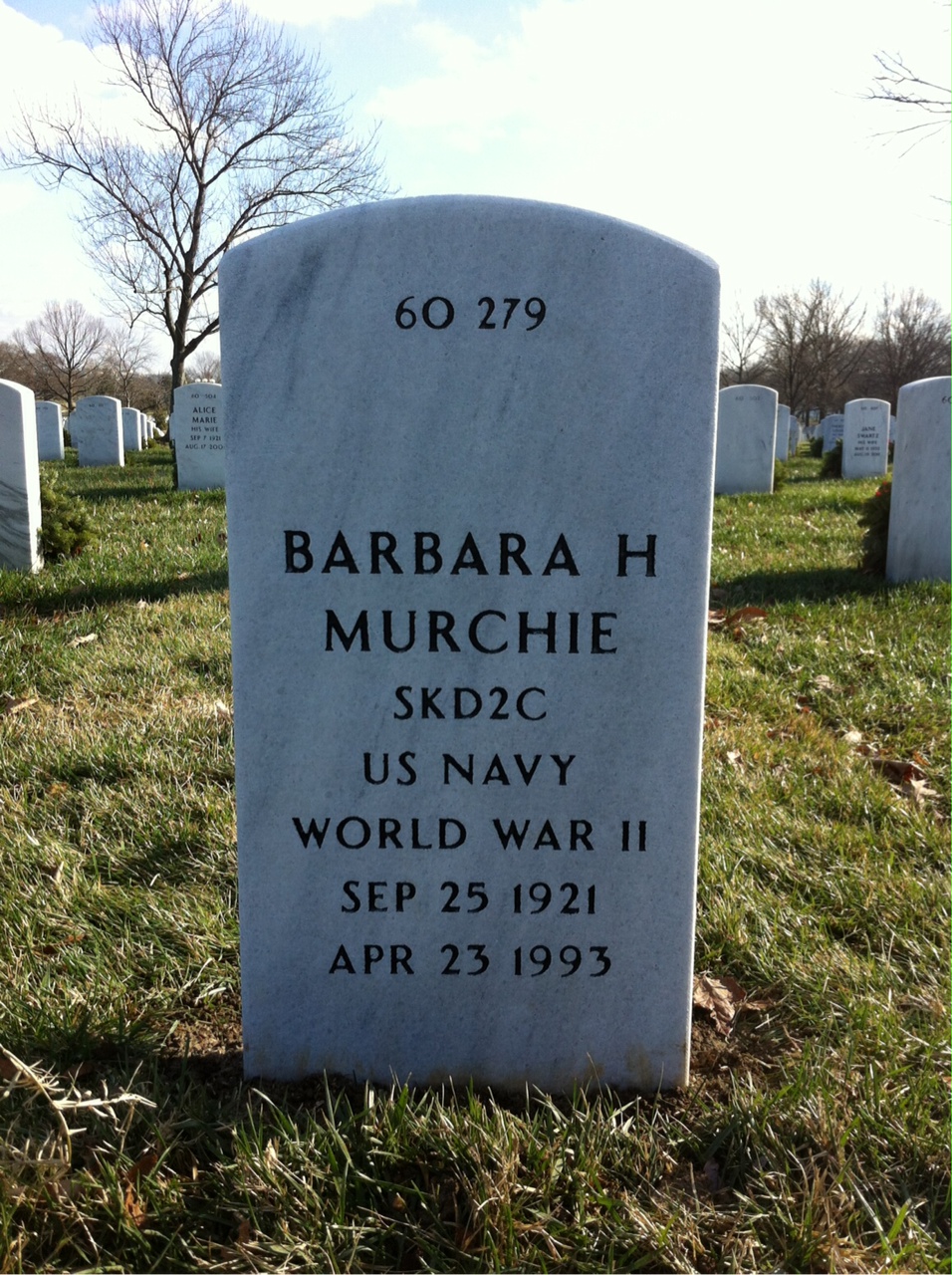 Back of headstone — Barbara Murchie