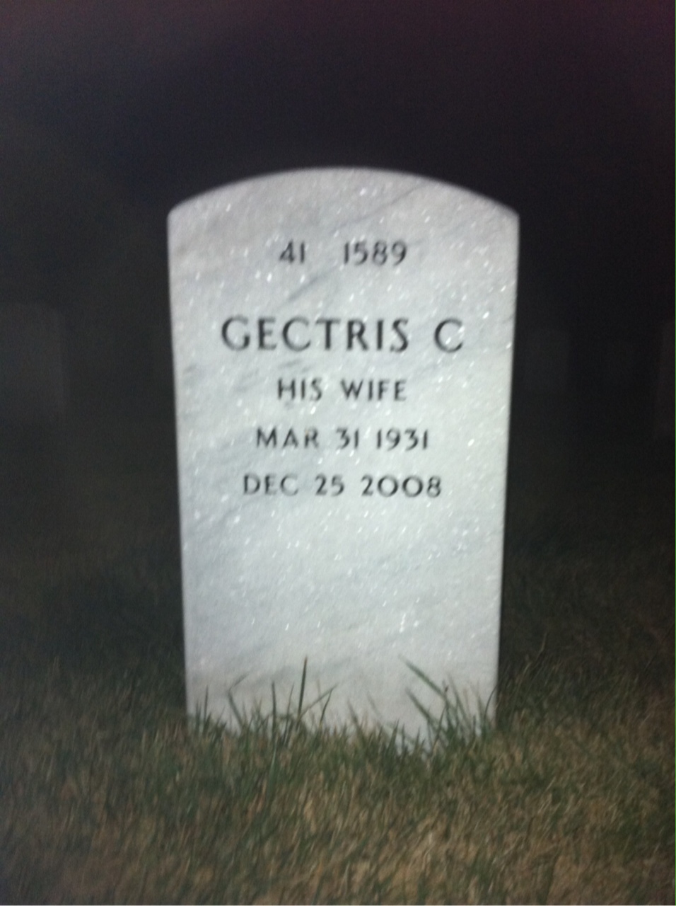 Back of headstone — John Carr