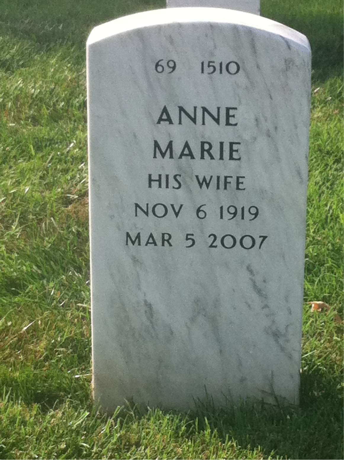 Back of headstone — Hubert Malloy