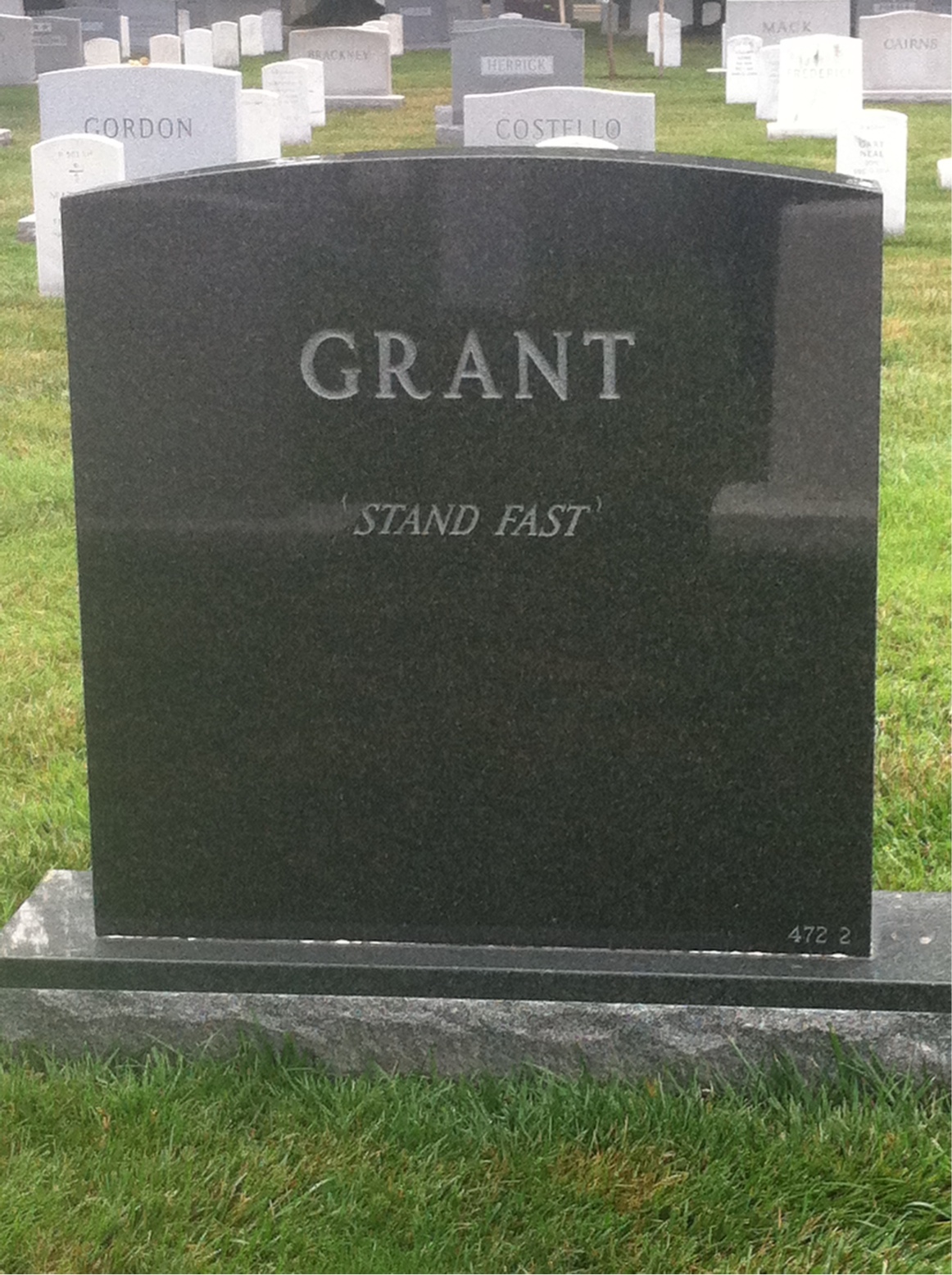 Back of headstone — Thomas Grant