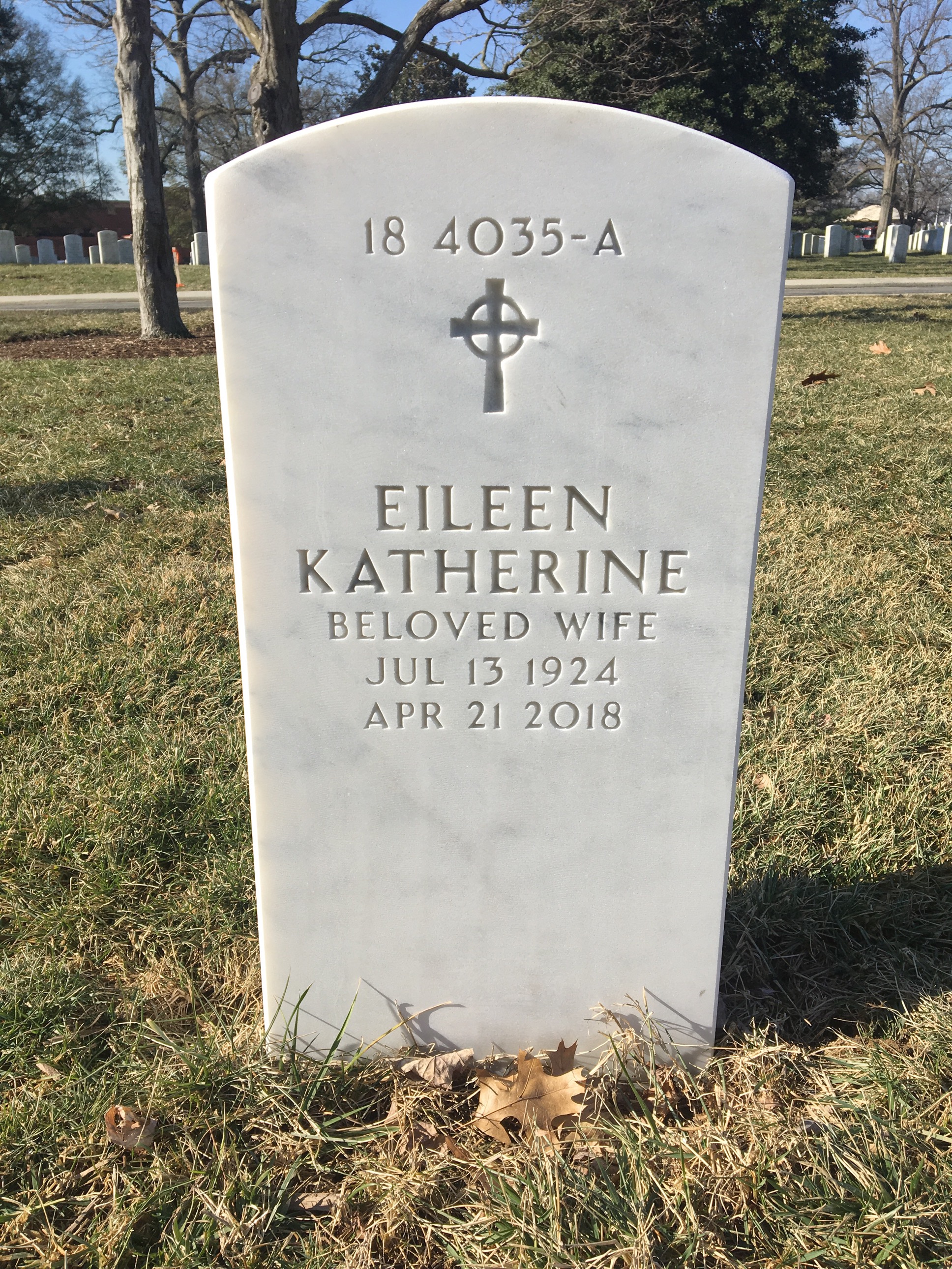 Back of headstone — William Earl Dasinger