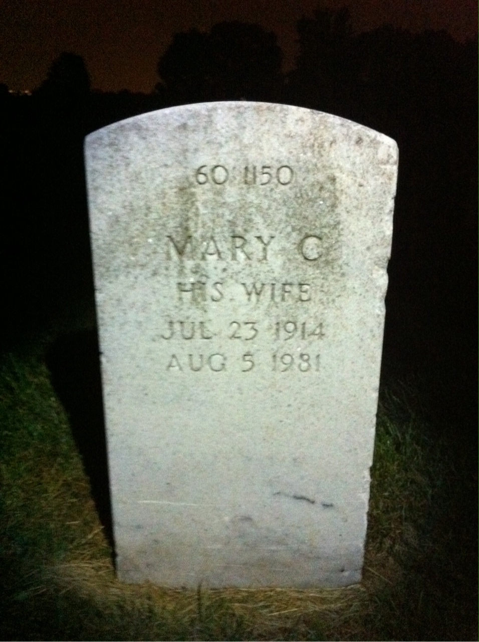 Back of headstone — Mary Converse