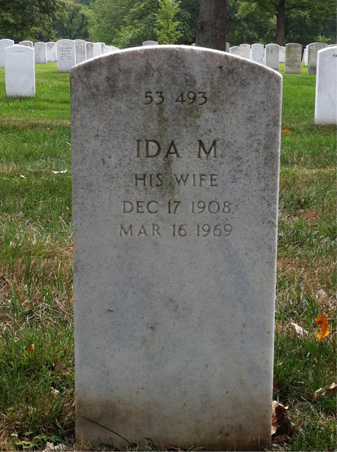 Back of headstone — Ida Cunningham