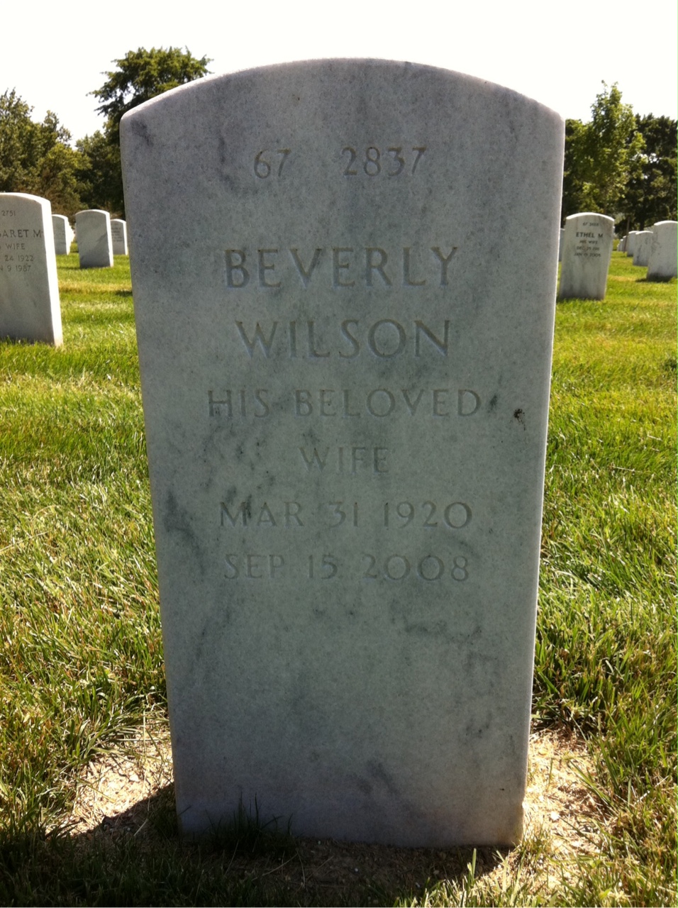 Back of headstone — Gerard Bradford