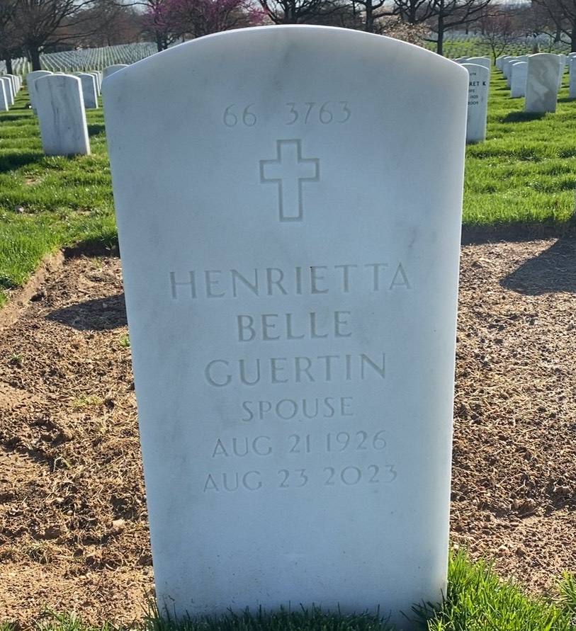 Back of headstone — Arthur Guertin
