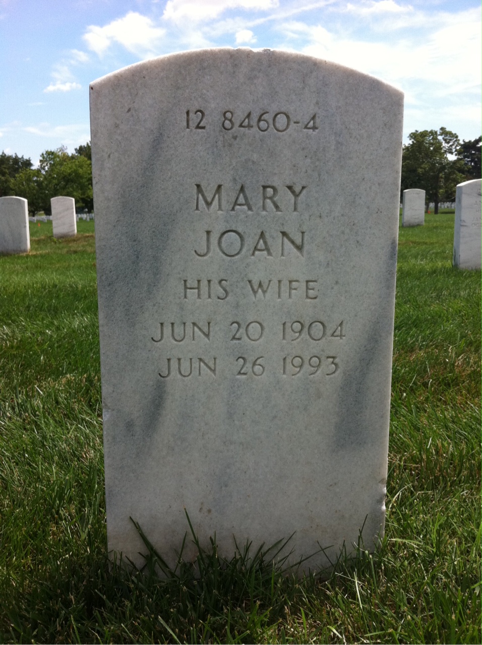 Back of headstone — James A Whyte