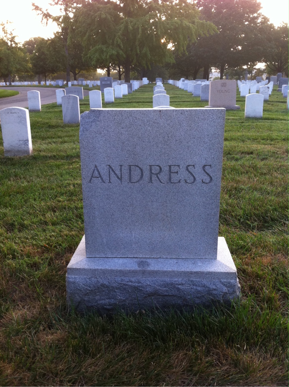Back of headstone — Eva Andress