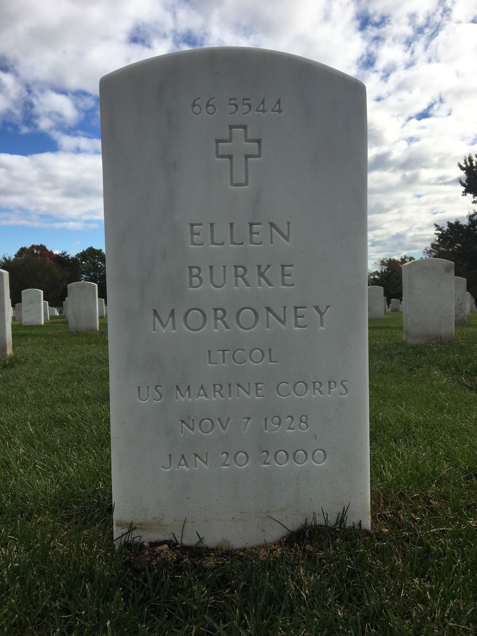 Back of headstone — Ellen Moroney