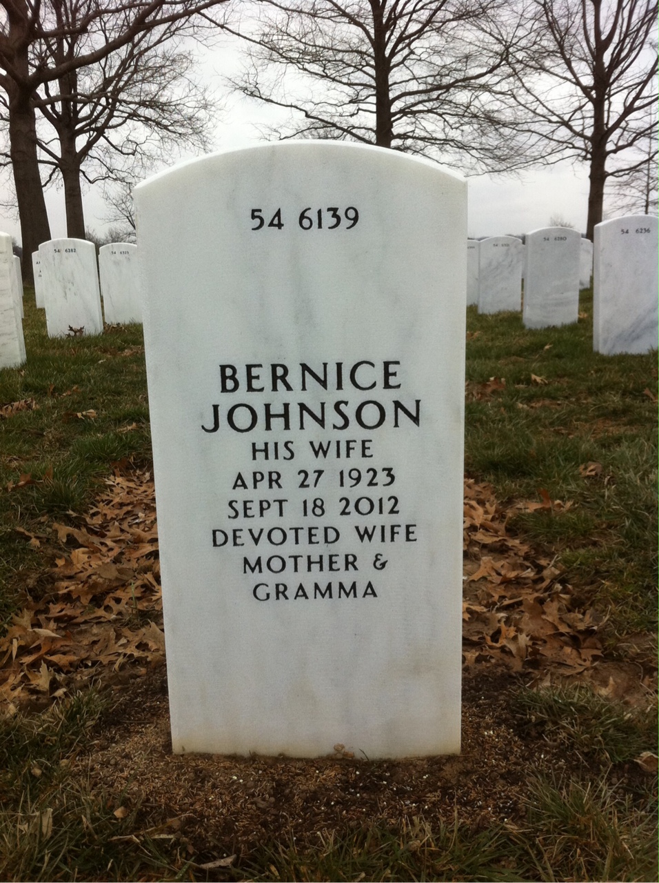 Back of headstone — Kenneth Anderson