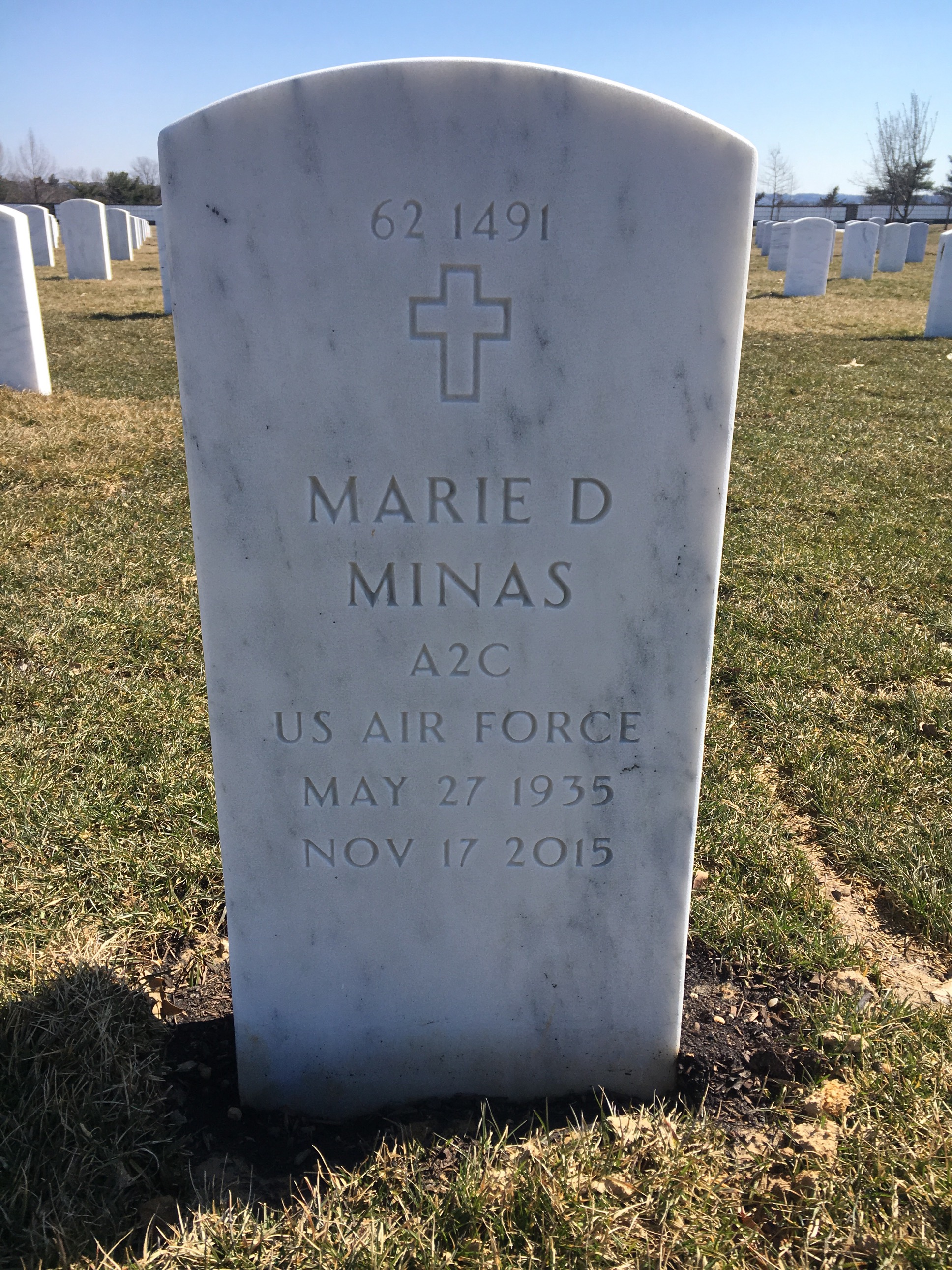 Back of headstone — Frank Minas