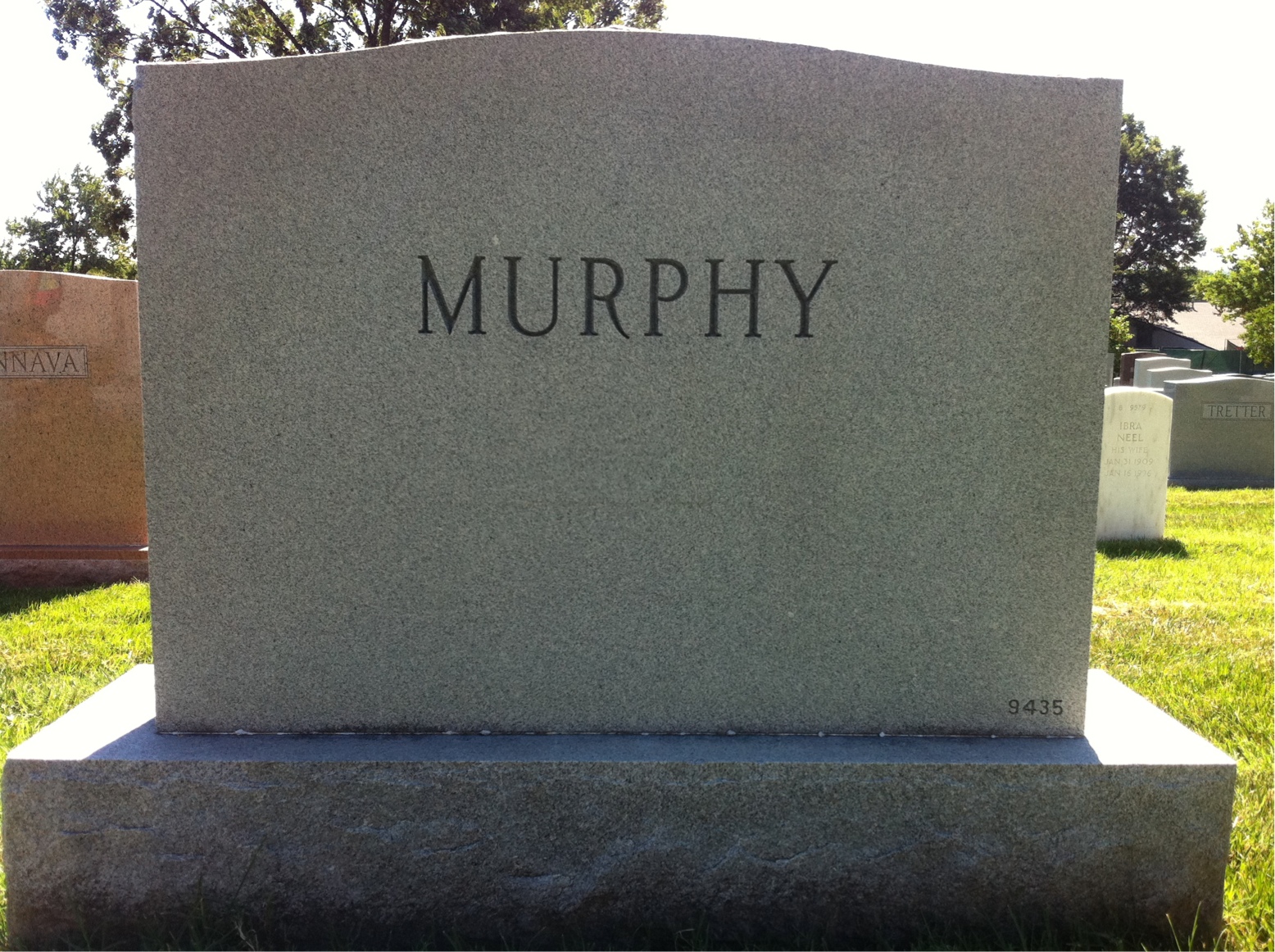 Back of headstone — Jeanne Murphy