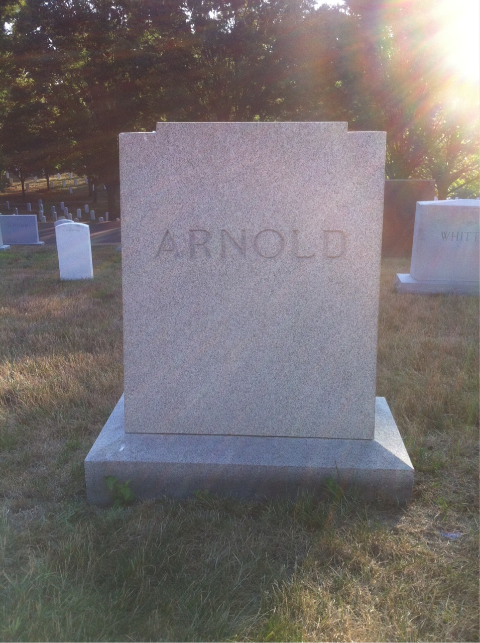 Back of headstone — Solon Arnold