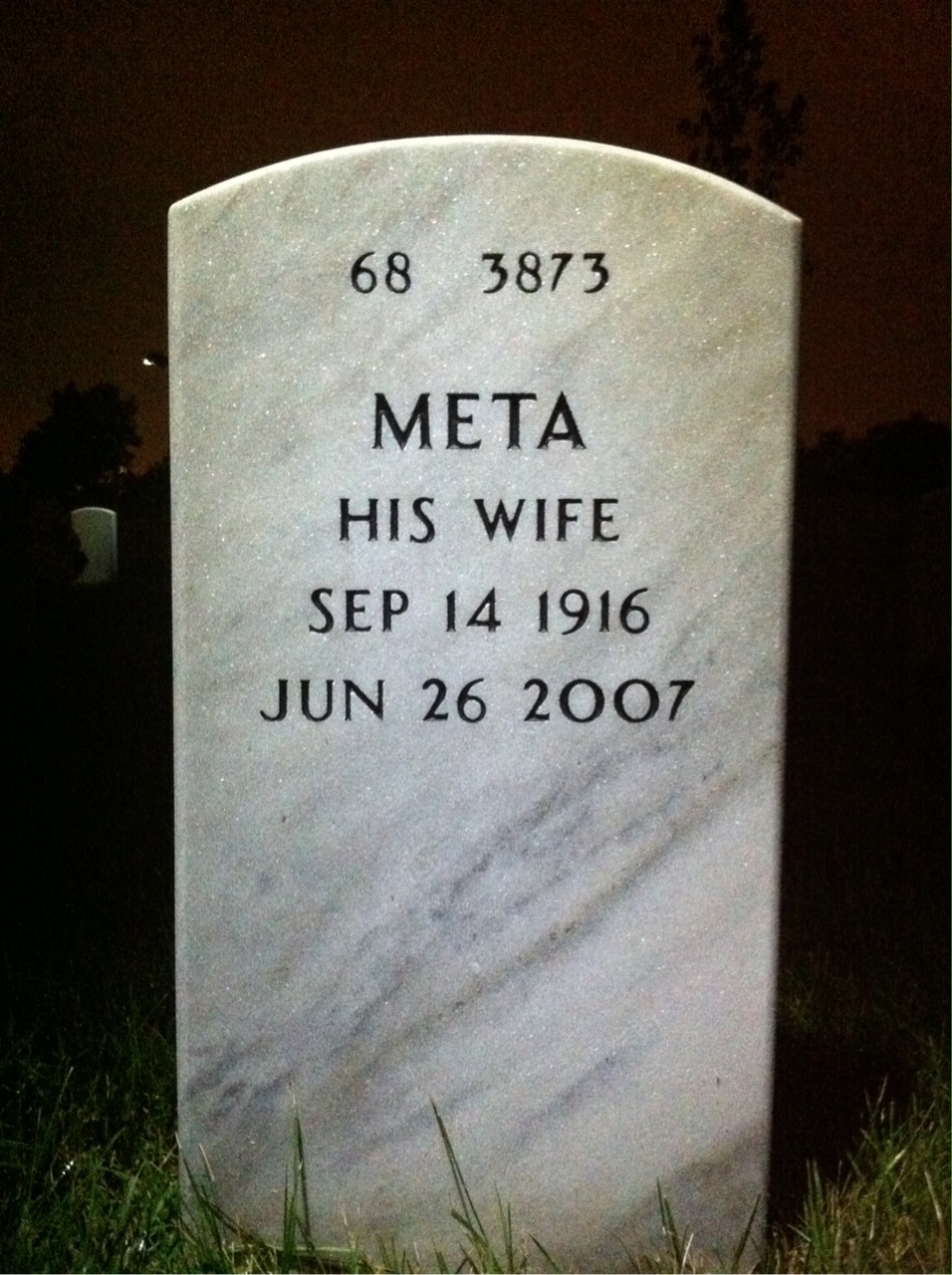 Back of headstone — Arthur Husted
