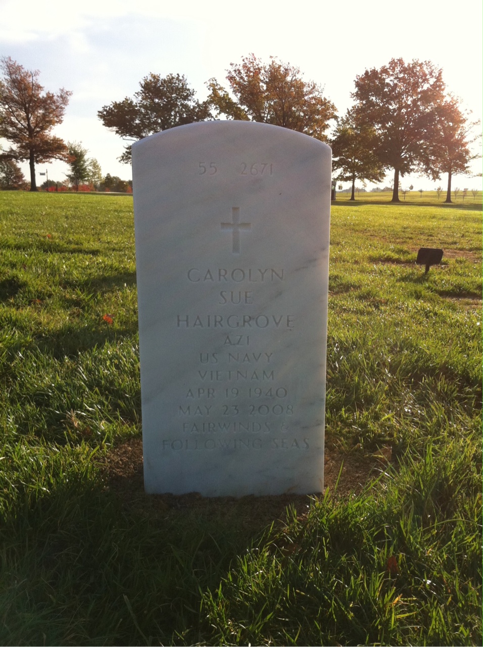 Back of headstone — Billy Ray Hairgrove