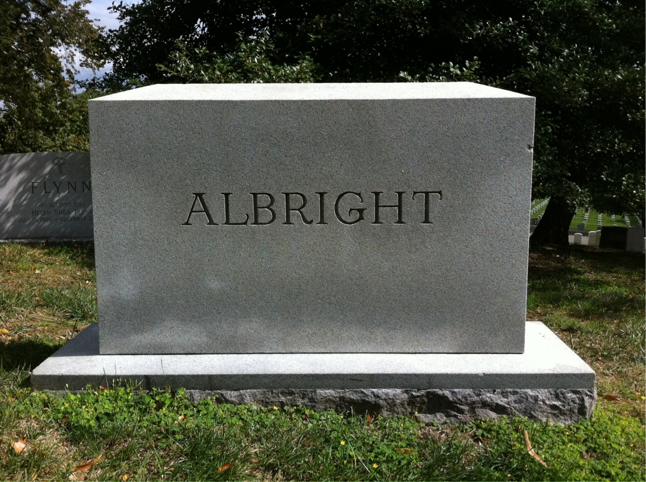 Back of headstone — John Albright