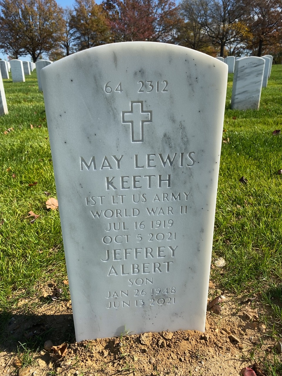 Back of headstone — Eugene Keeth