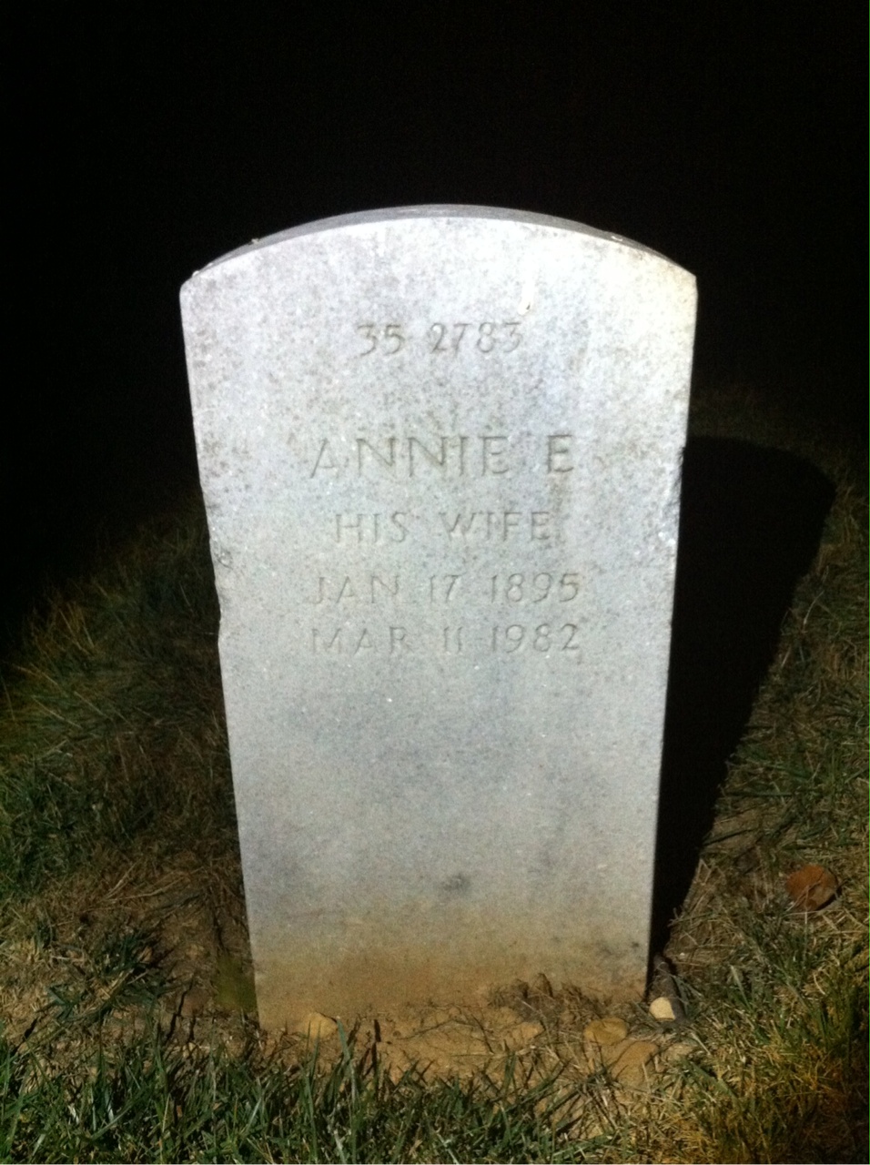 Back of headstone — William B Barnes