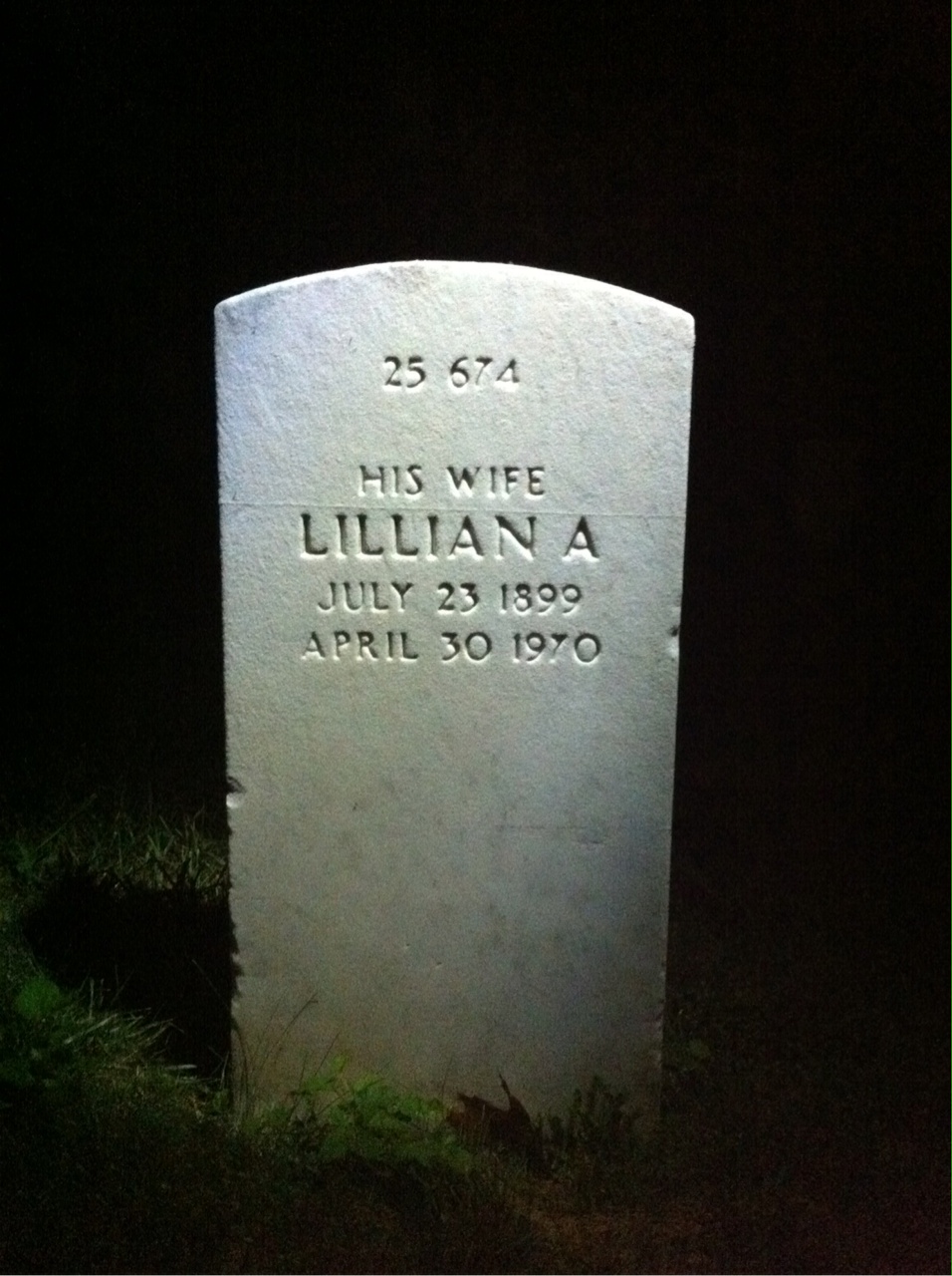 Back of headstone — Lillian Blake