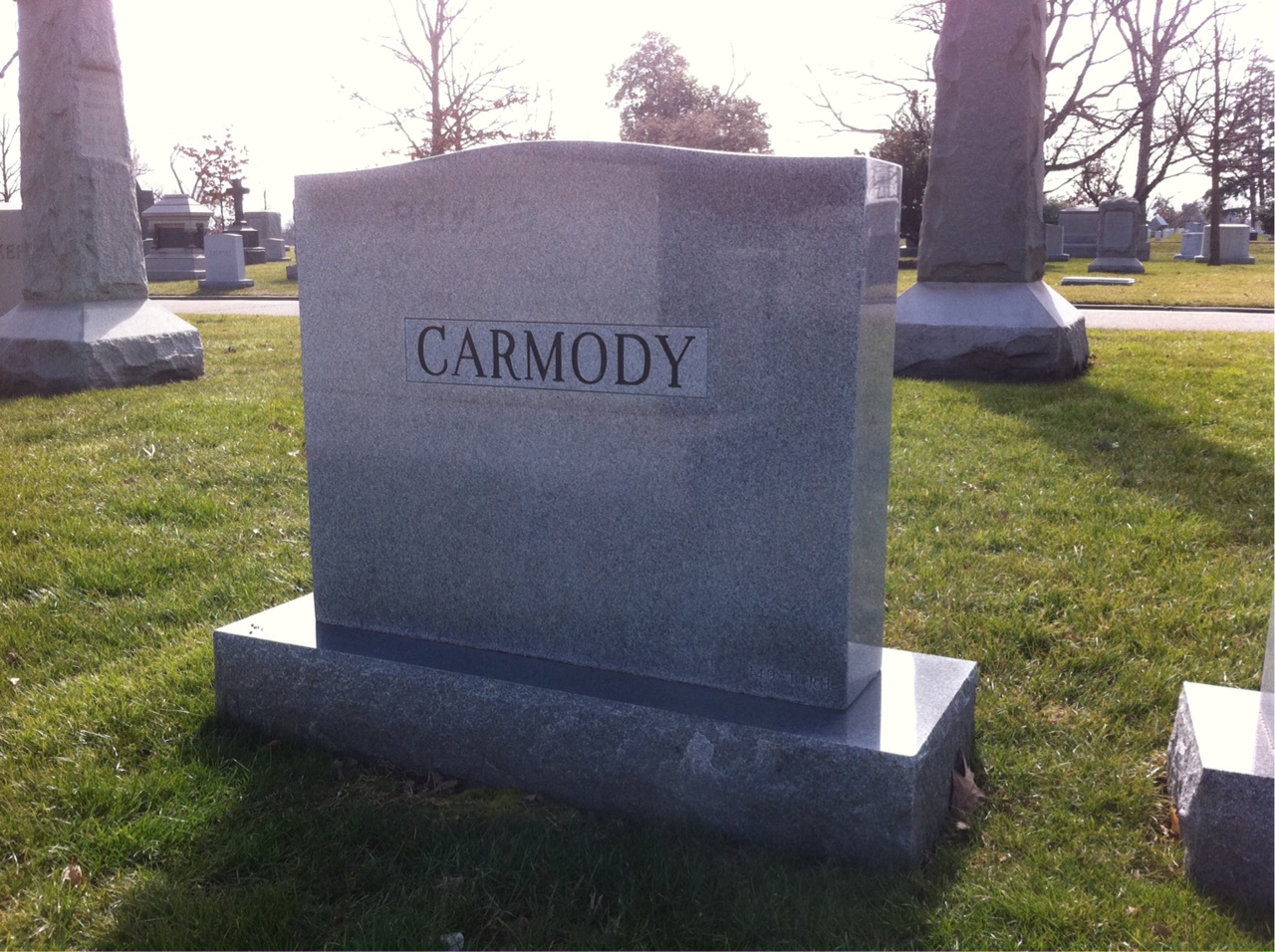 Back of headstone — Martin Carmody