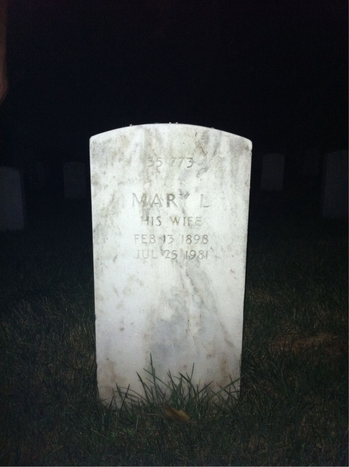 Back of headstone — Mary Moriarty