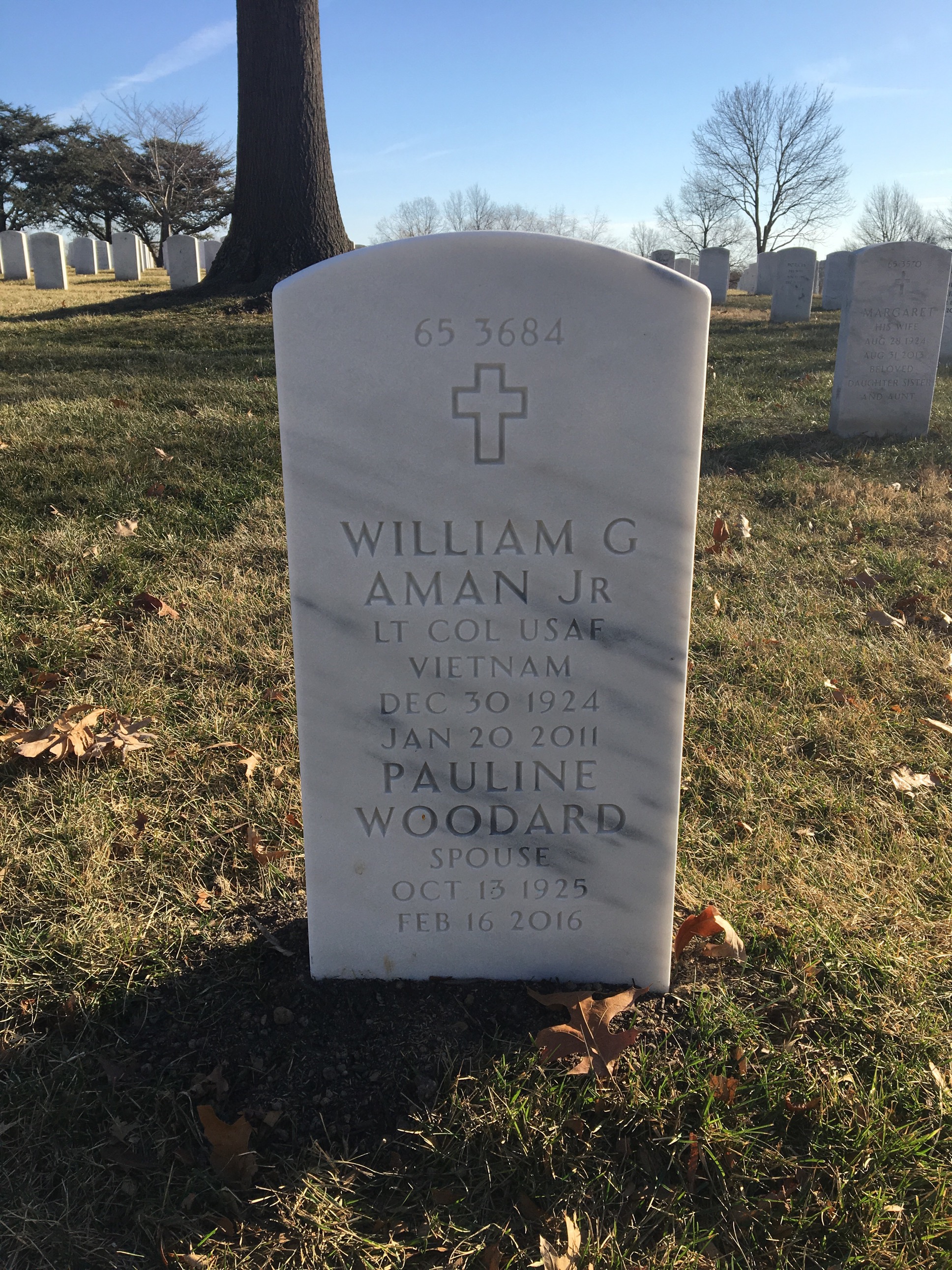 Back of headstone — William Aman