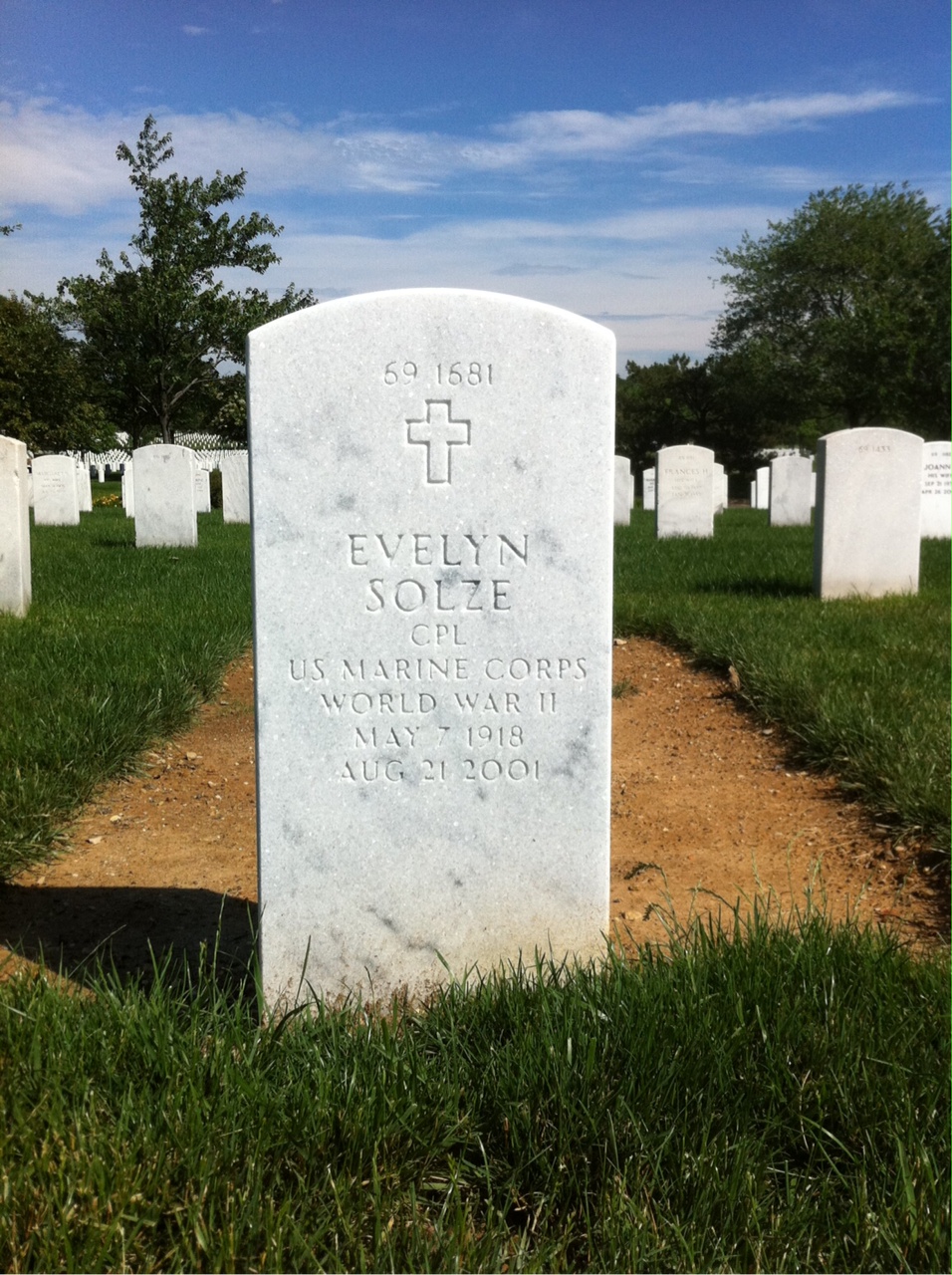 Back of headstone — Robert Solze