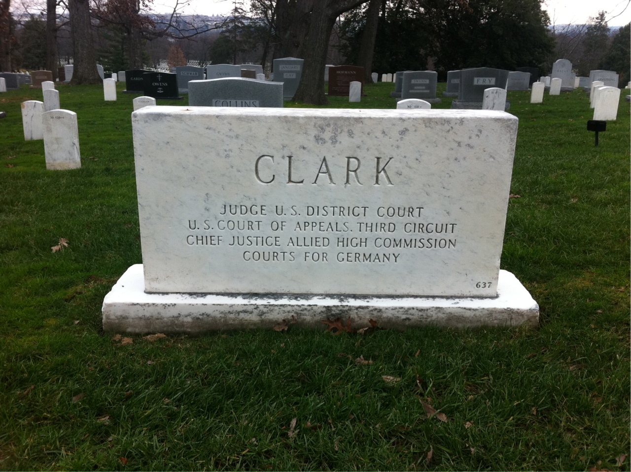 Back of headstone — William Clark