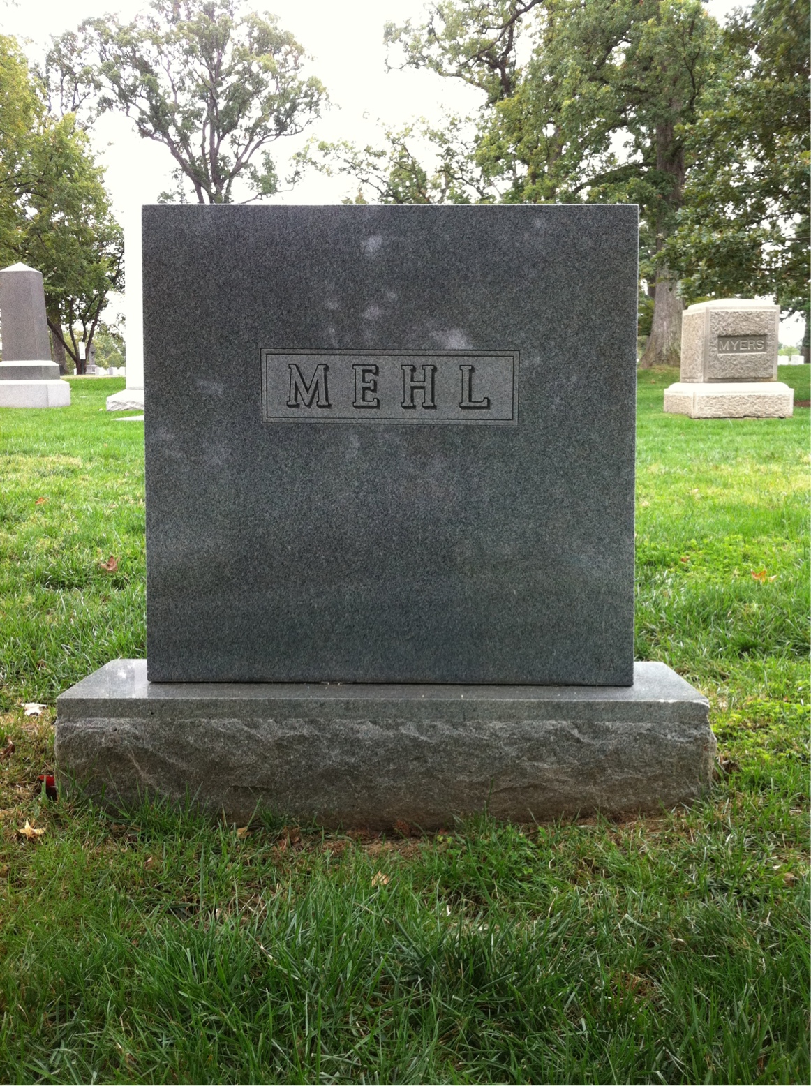 Back of headstone — Louis Mehl