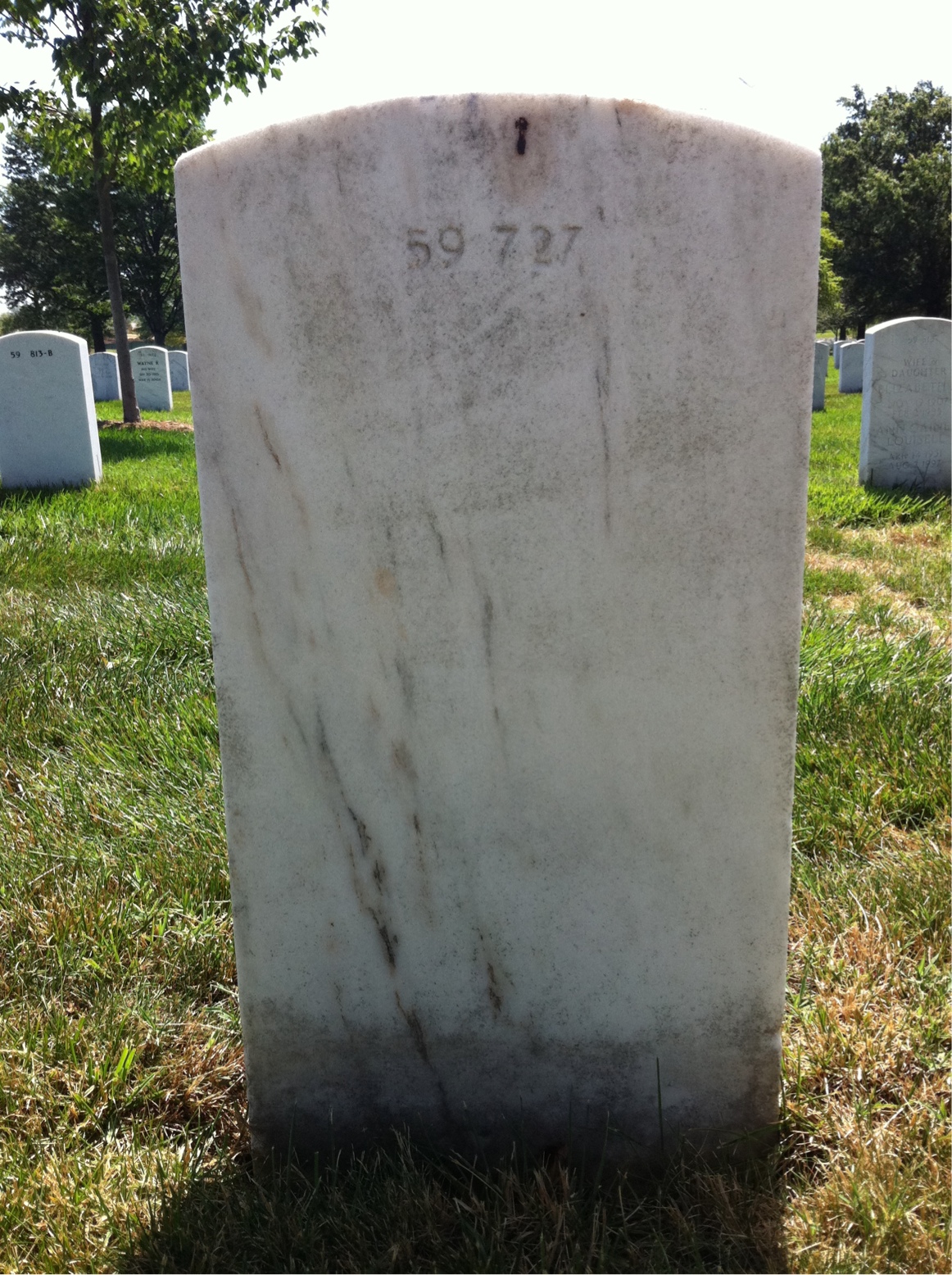 Back of headstone — Wesley Newton Hawkins