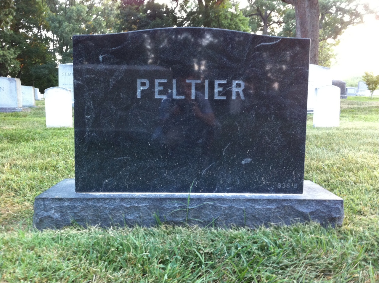 Back of headstone — Eugene Peltier