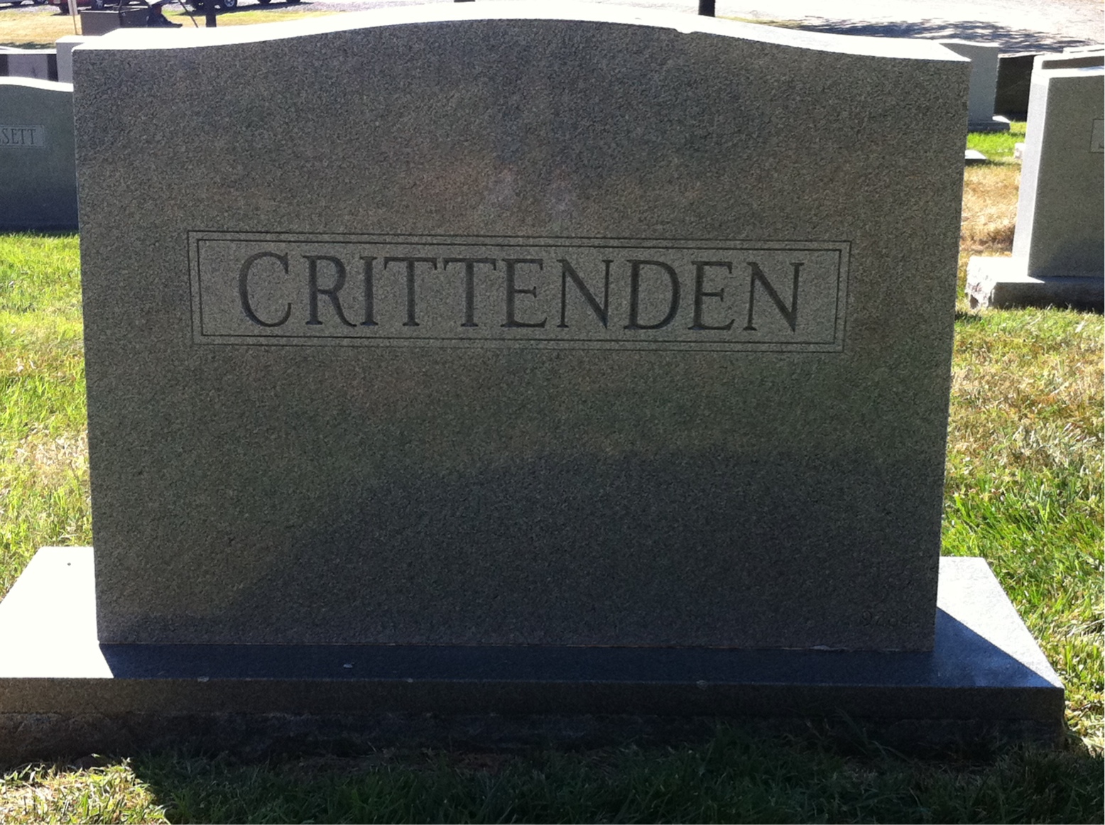 Back of headstone — Janet Crittenden