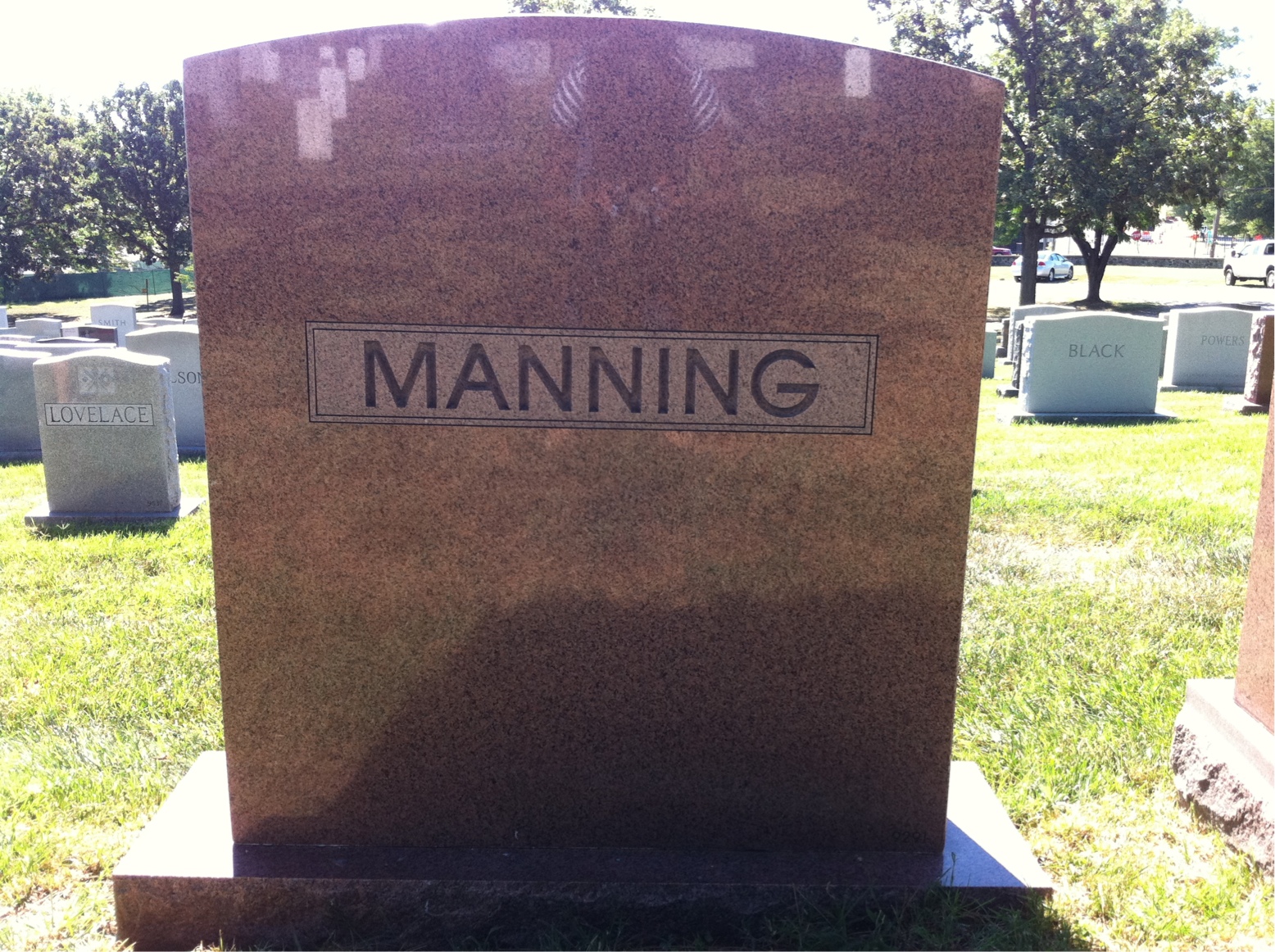 Back of headstone — Jessie Manning