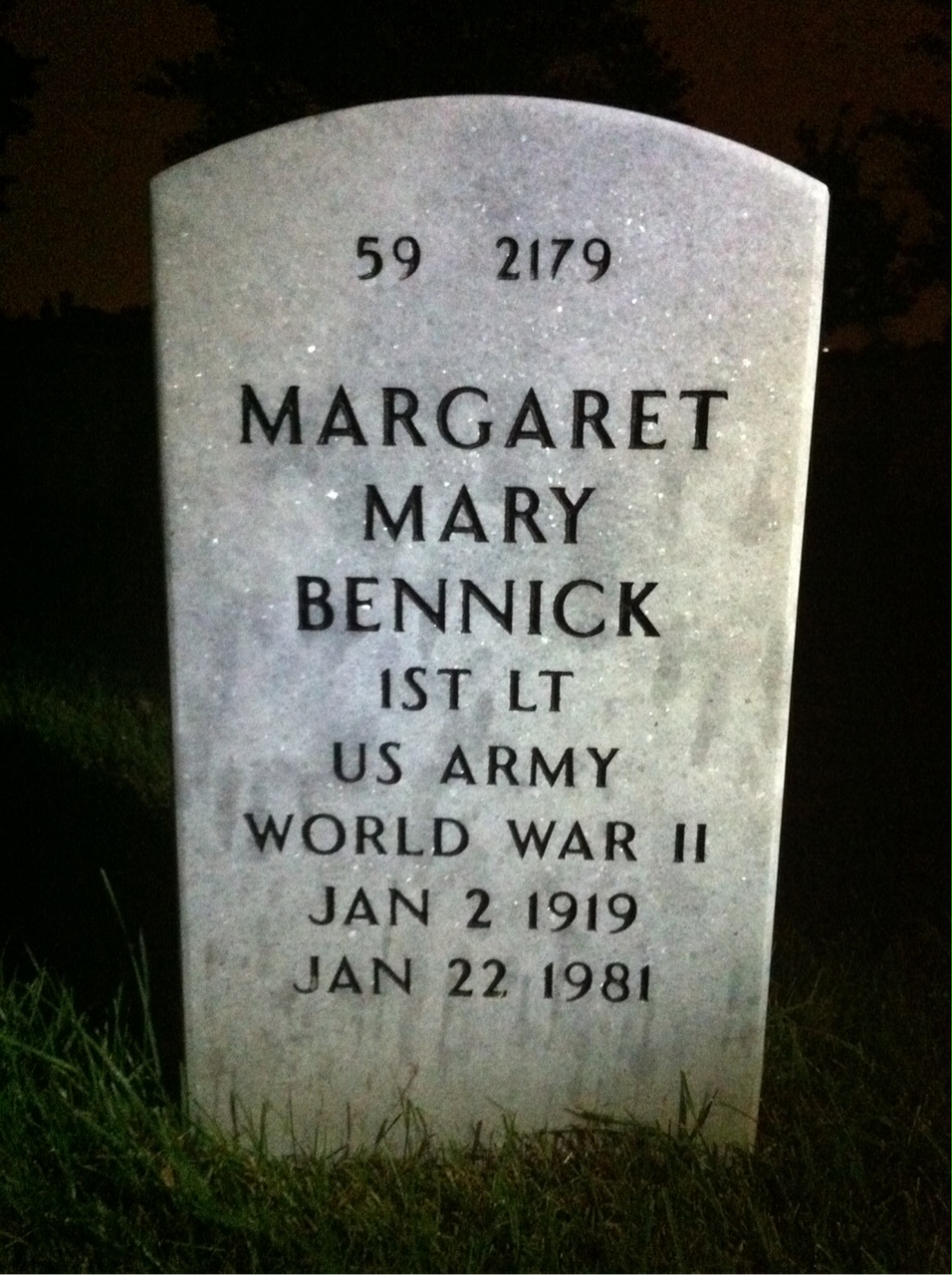 Back of headstone — Bernard Bennick