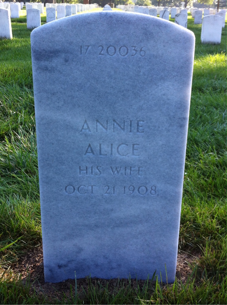 Back of headstone — George Allen