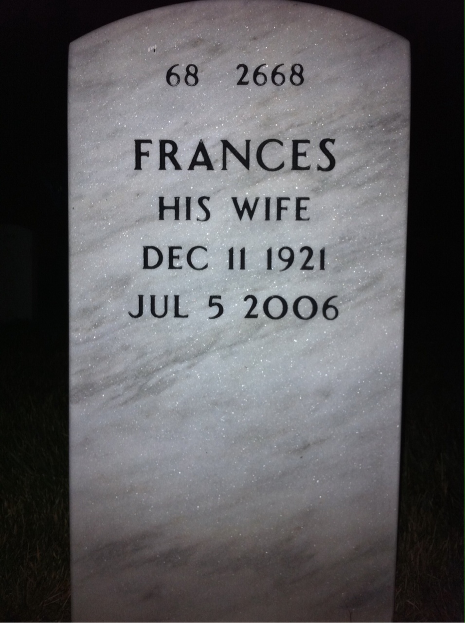 Back of headstone — Joseph Rossi