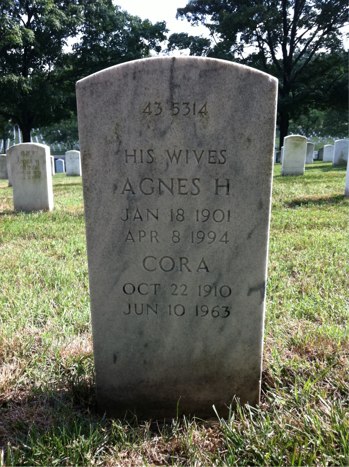 Back of headstone — Agnes Kazey