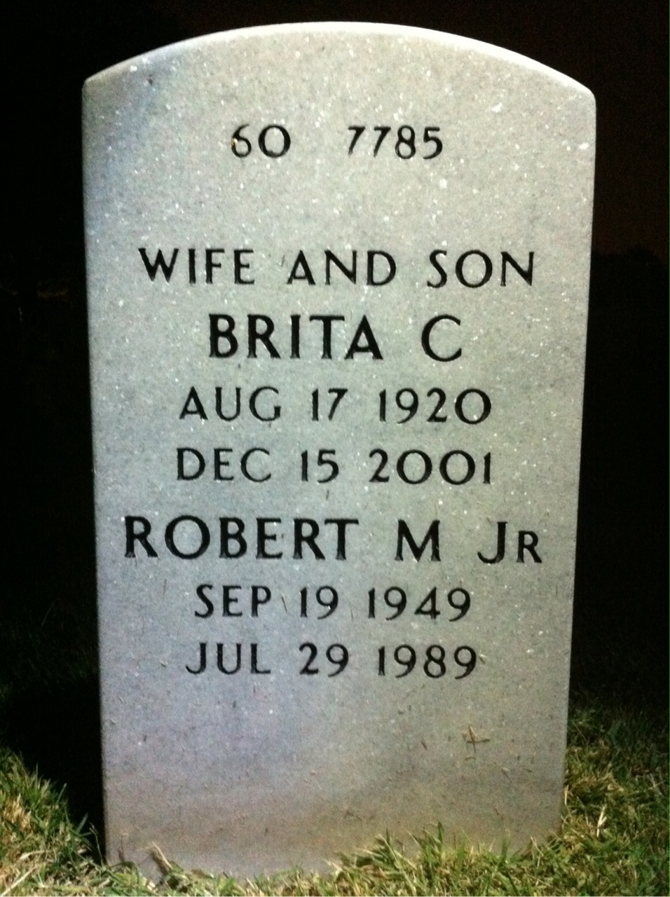 Back of headstone — Robert Murray
