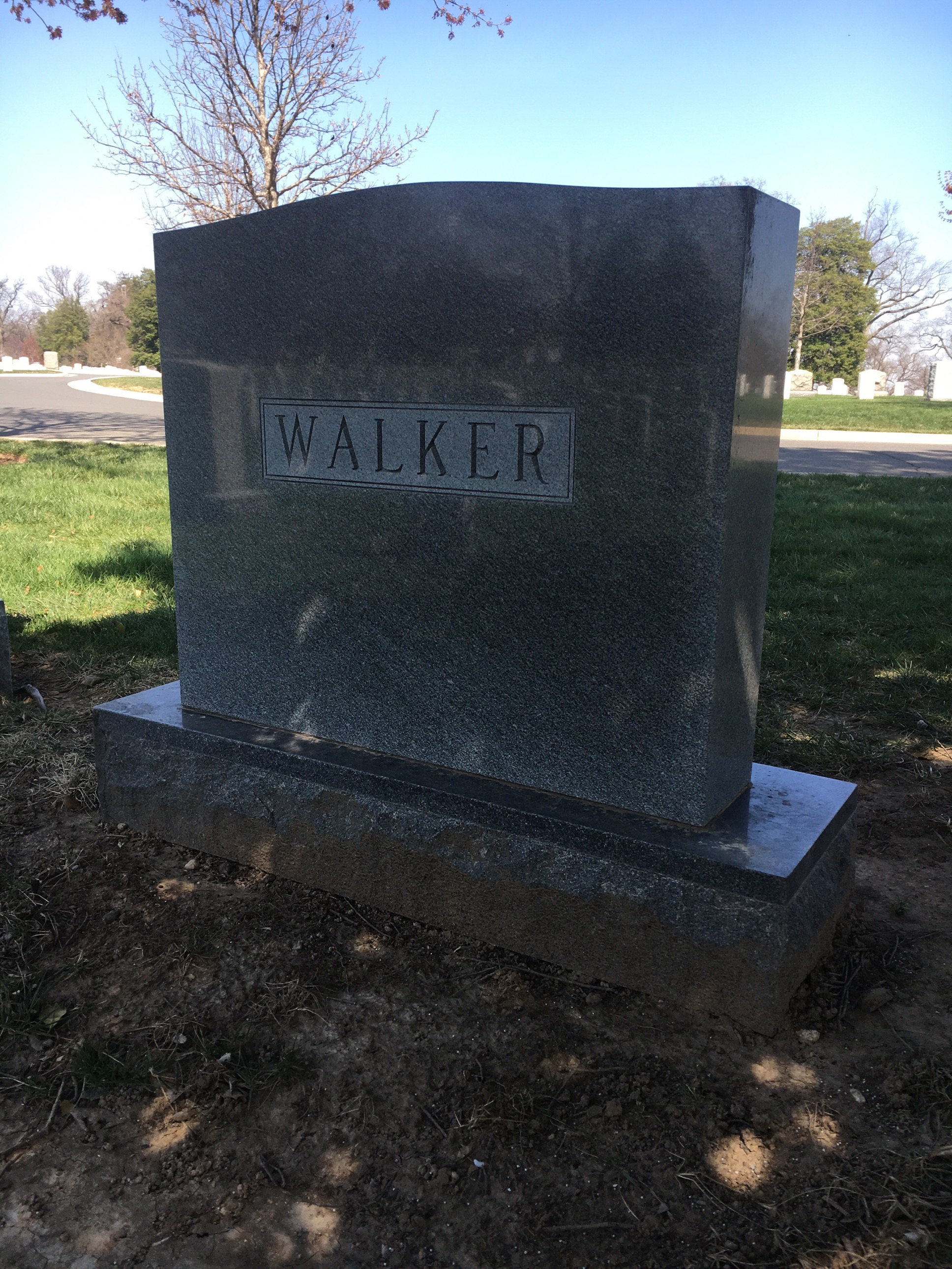 Back of headstone — William G Walker